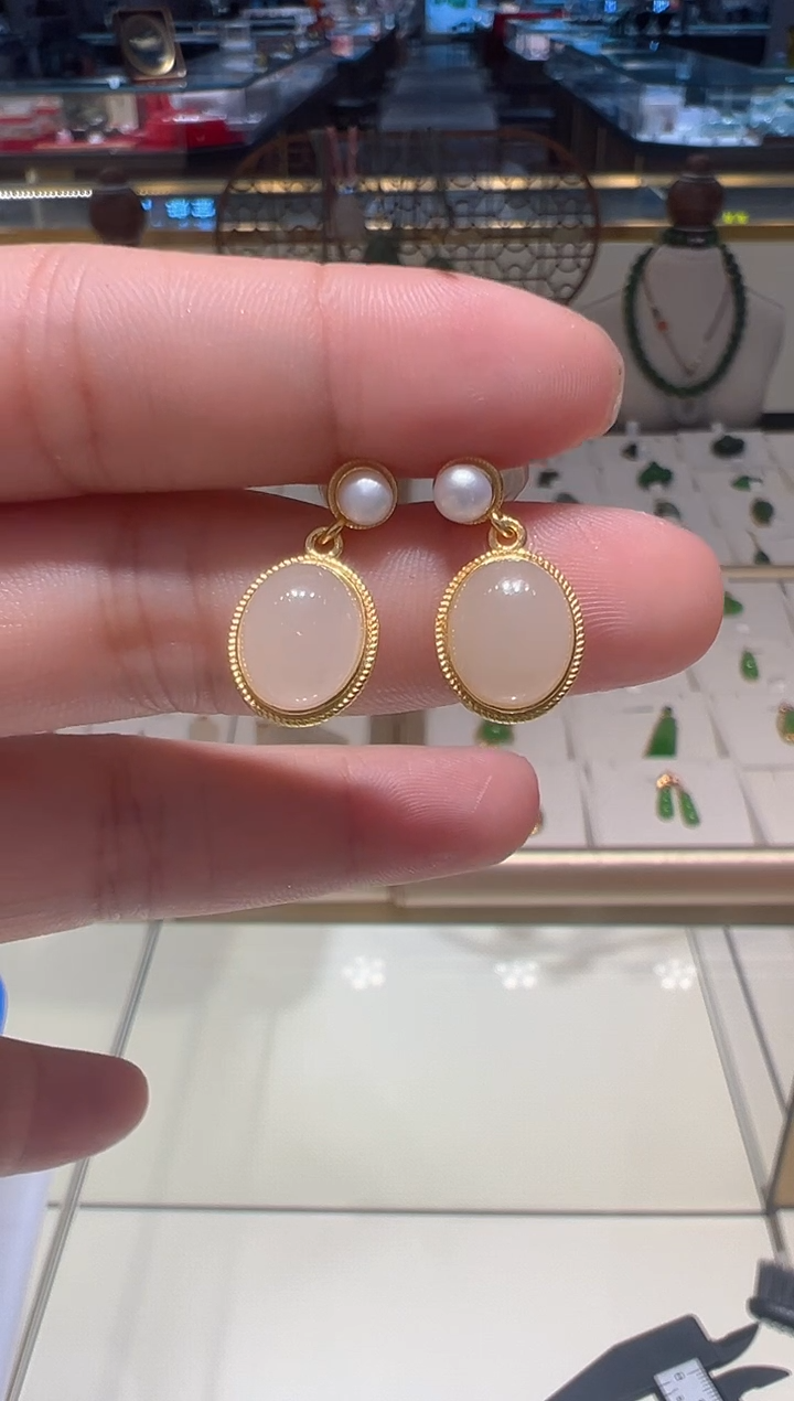 【闪购商品】和田玉耳饰银S925镶嵌16