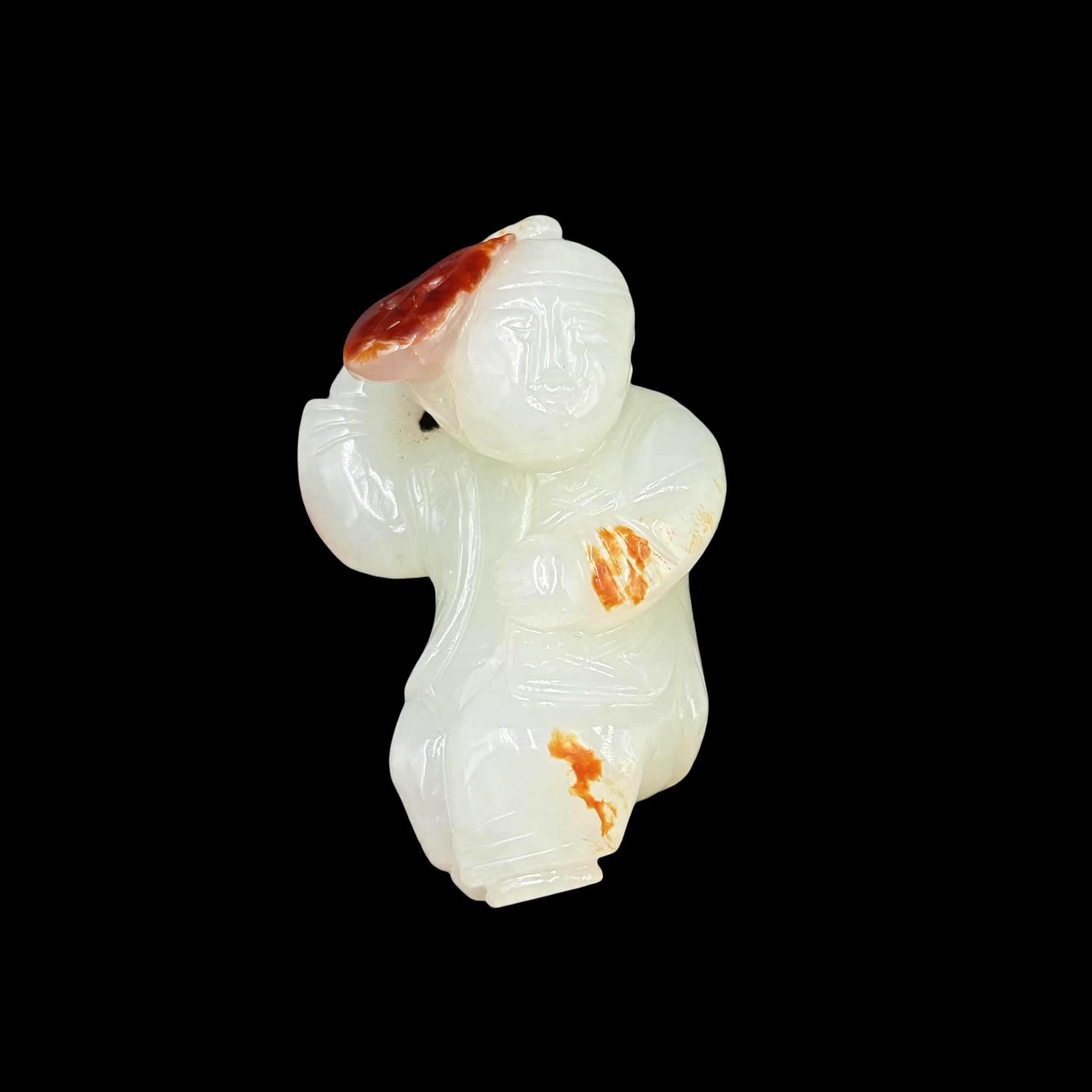 清晚期和田玉童子带皮手把件【华夏藏古】701144