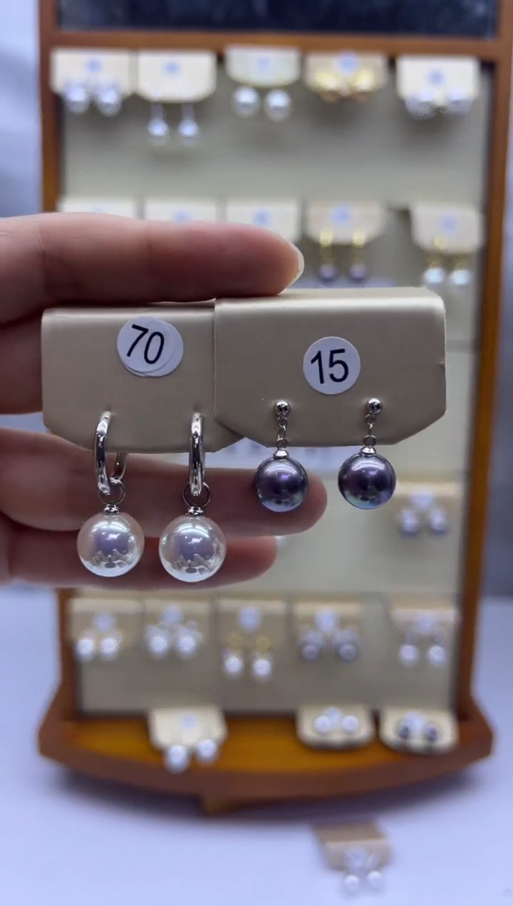 未镶嵌耳饰淡水珍珠70+15