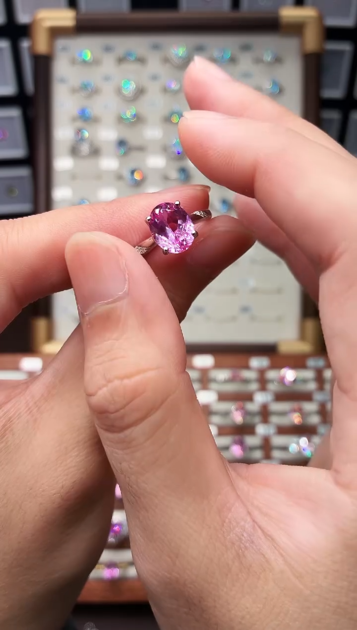 戒指彩色蓝宝石银S925镶嵌1888