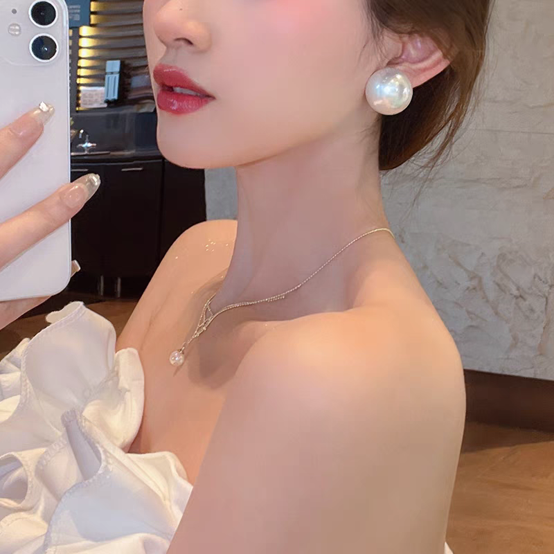 非金属仿珍珠耳饰 【小芸自留款】复古气质大颗珍珠耳钉女耳饰