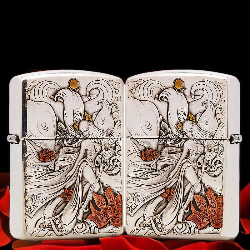 ZIPPO/之宝S925银【一代九尾】盔甲机正品煤油打火机KF-DF