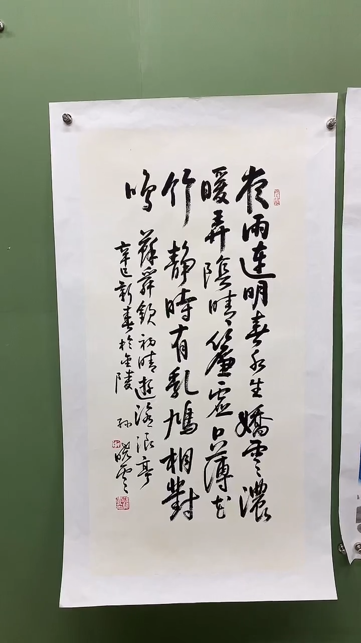 竖款精品三尺书法，夜雨