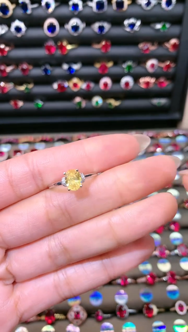 【闪购商品】水晶戒指银S925镶嵌57黄水晶