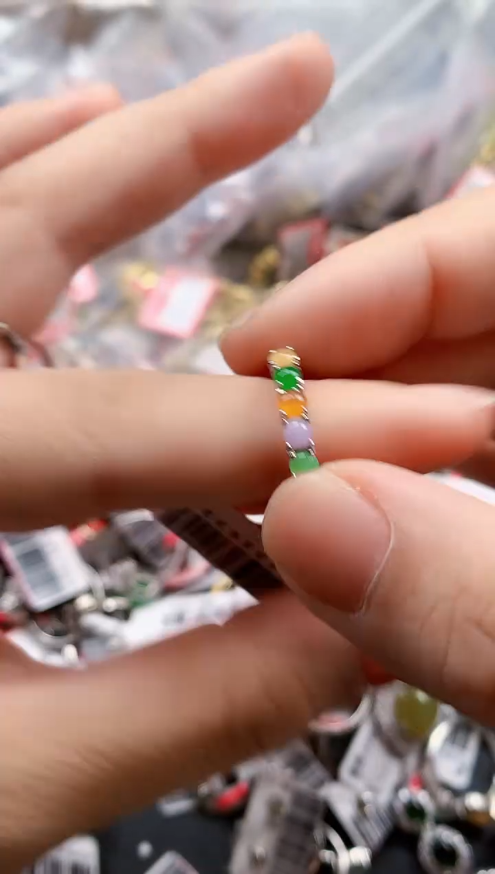 银S925镶嵌戒指翡翠天然A货缅甸翡翠