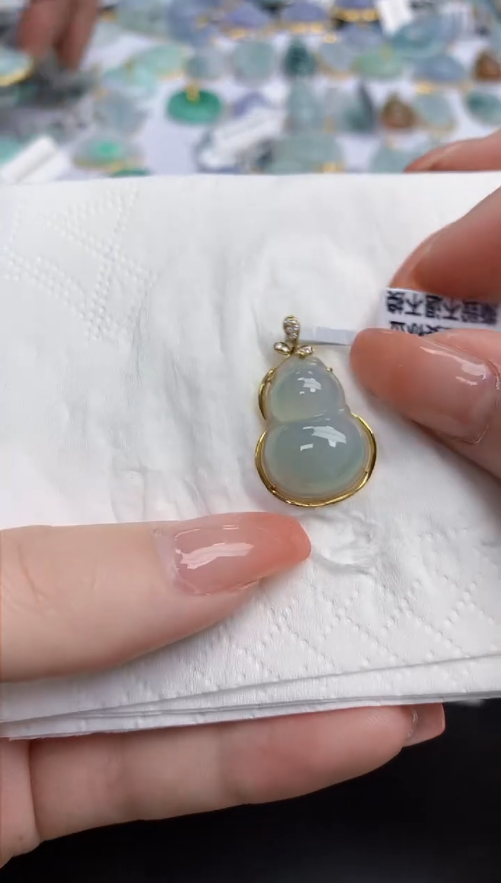 【闪购商品】翡翠颈饰18K金镶嵌天然缅甸翡翠A货