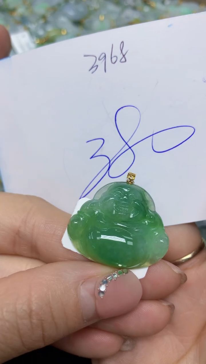 【闪购商品】翡翠挂件18K金镶嵌 天然翡翠A货