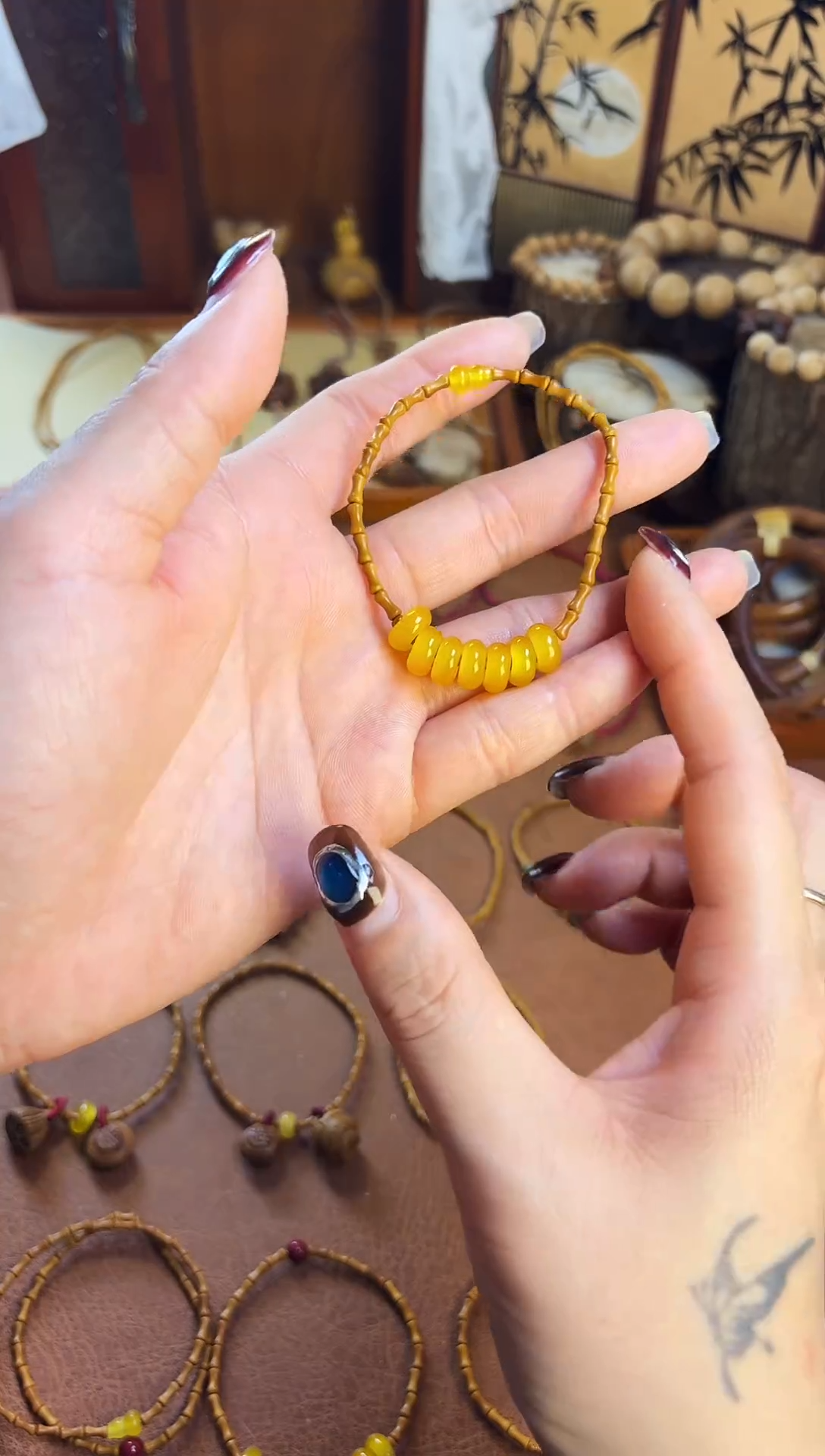 手串桃核阿*古桃坊  竹节七宝福禄 