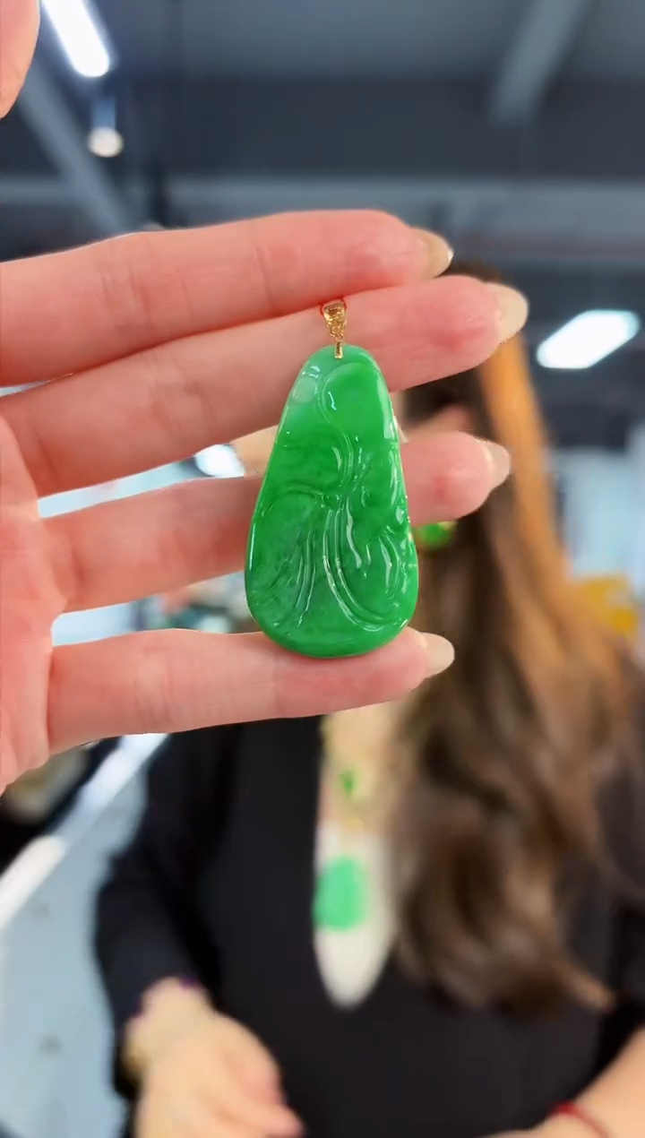 【闪购商品】翡翠颈饰18K金镶嵌 缅料A货/支持复检/一件