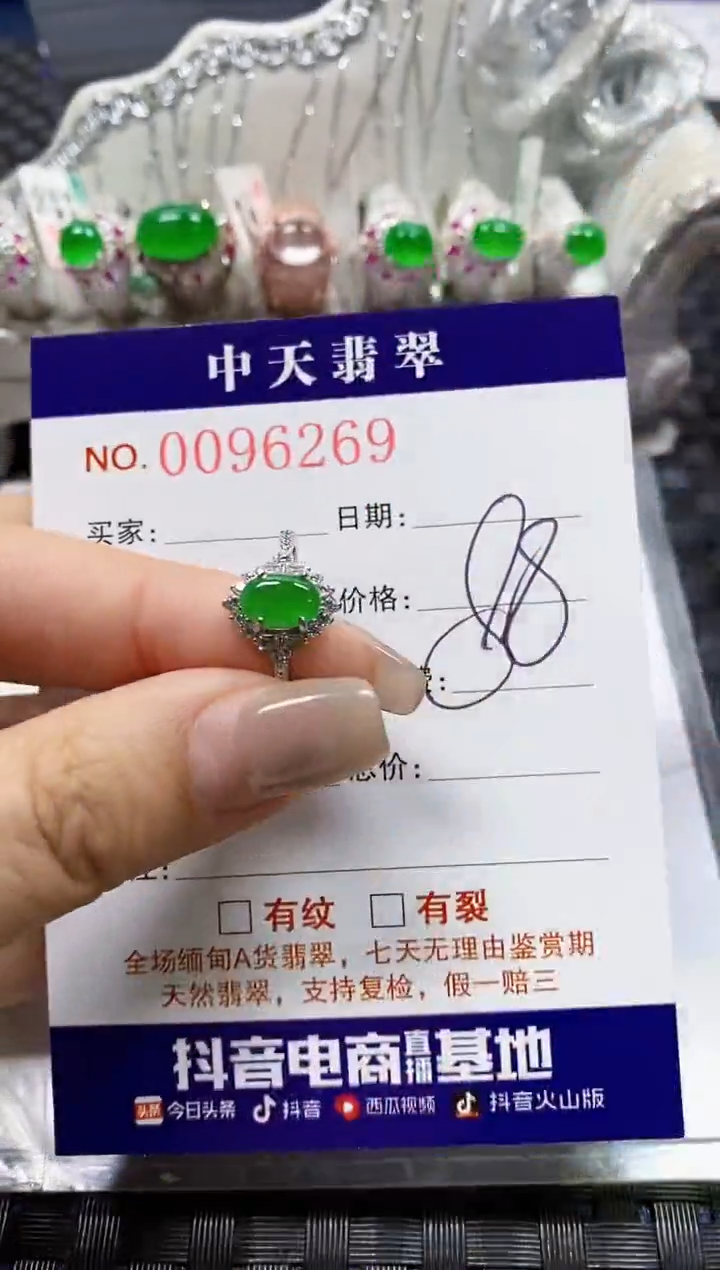 【闪购商品】翡翠戒指银S925镶嵌6269