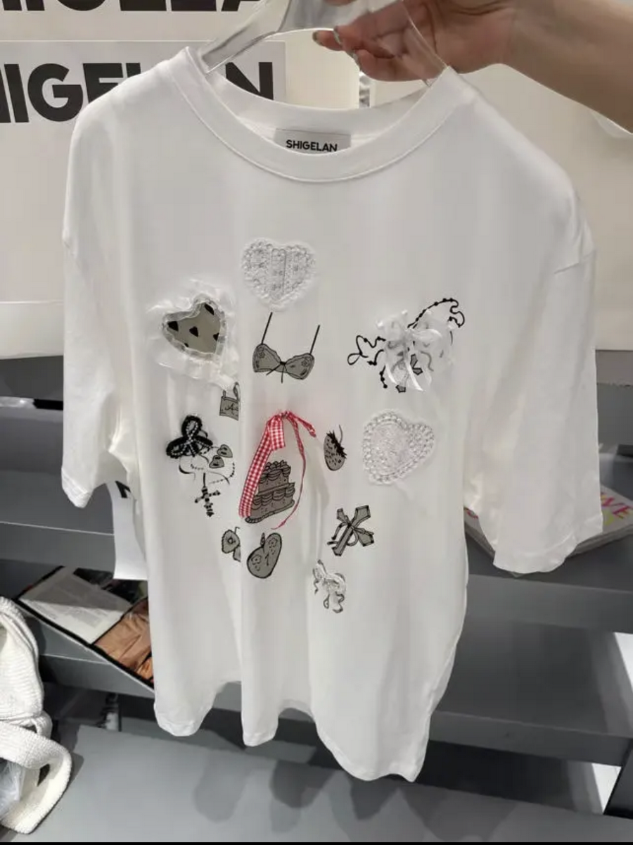 诗歌兰女装2025新款时尚休闲短袖T显瘦宽松大版T