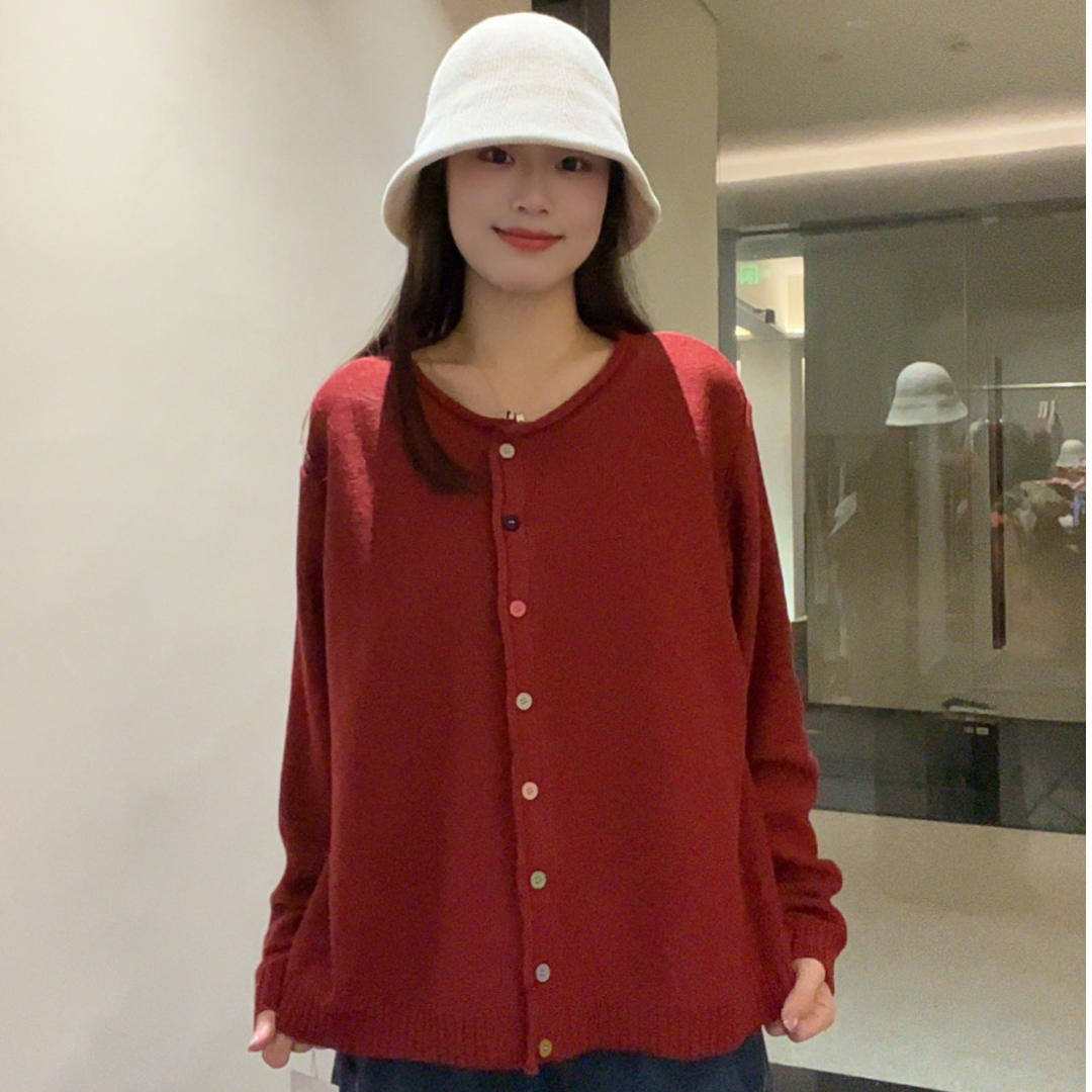 2025秋冬新款休闲风针织衫女抗污耐脏毛针织衫宽松显瘦开衫