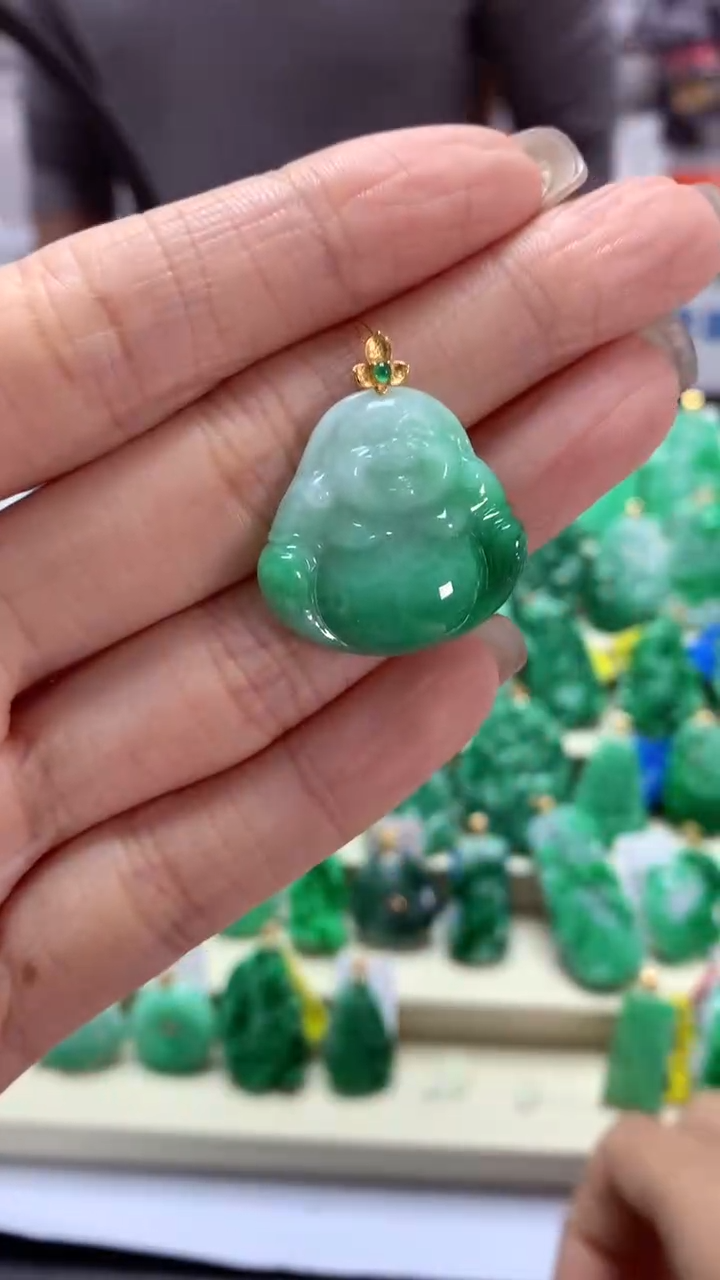 【闪购商品】翡翠吊坠(不含链)18K金镶嵌挂件