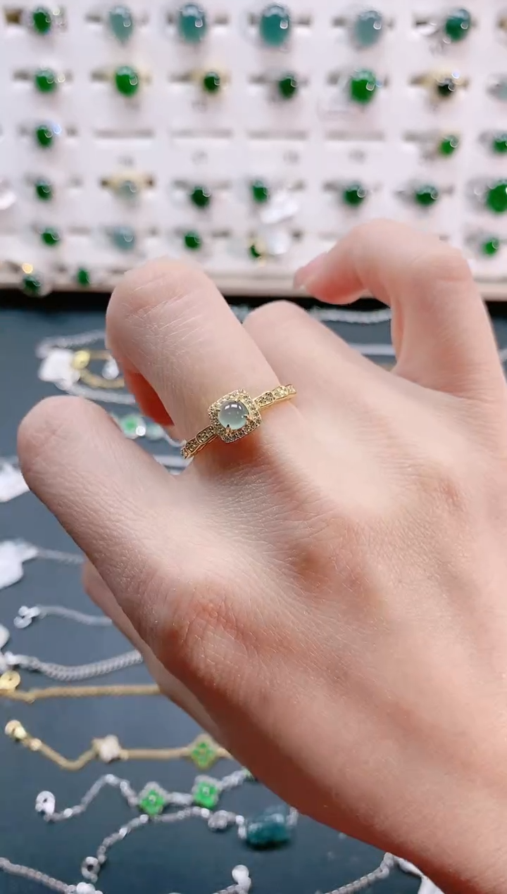 【闪购商品】翡翠戒指银S925镶嵌天然翡翠