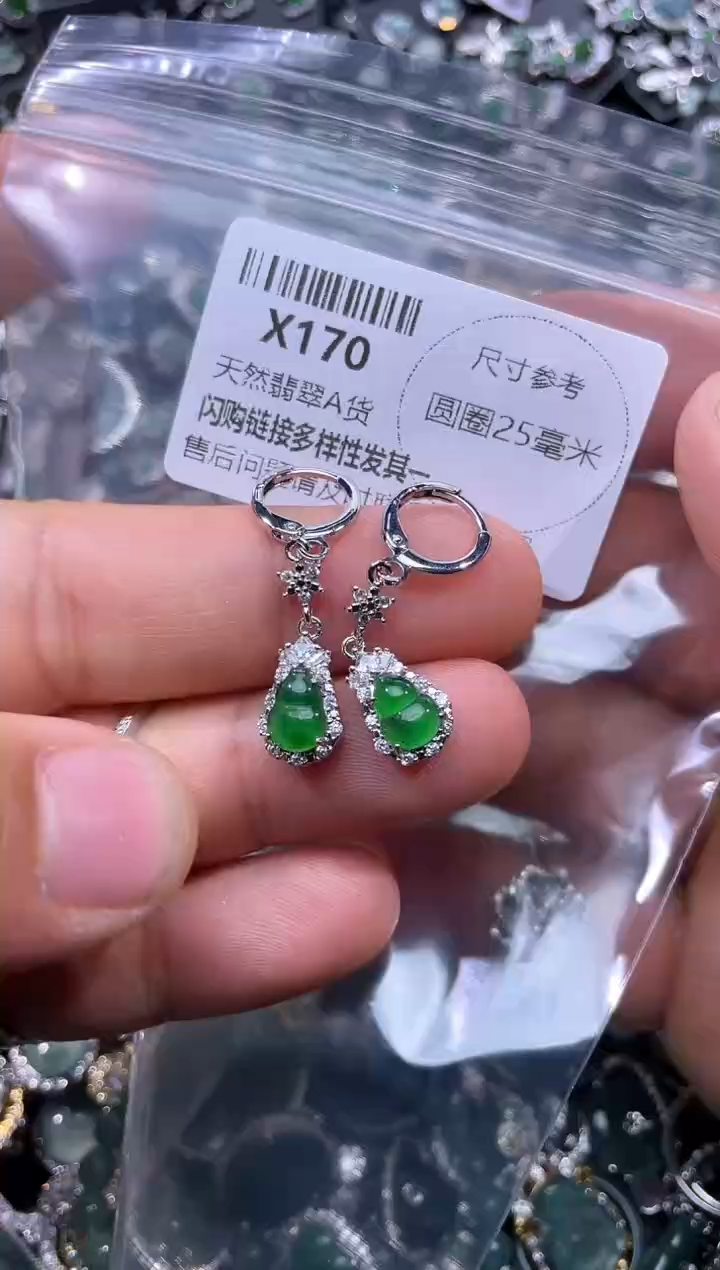 【闪购商品】翡翠颈饰未镶嵌X170耳扣