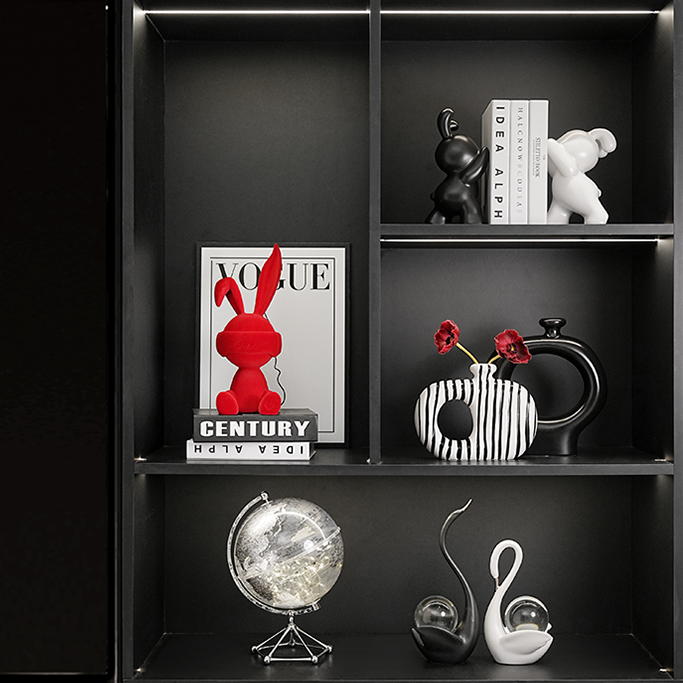 贝汉美轻奢地球仪天鹅花瓶客厅电视柜家居摆件乔迁新居礼品创意