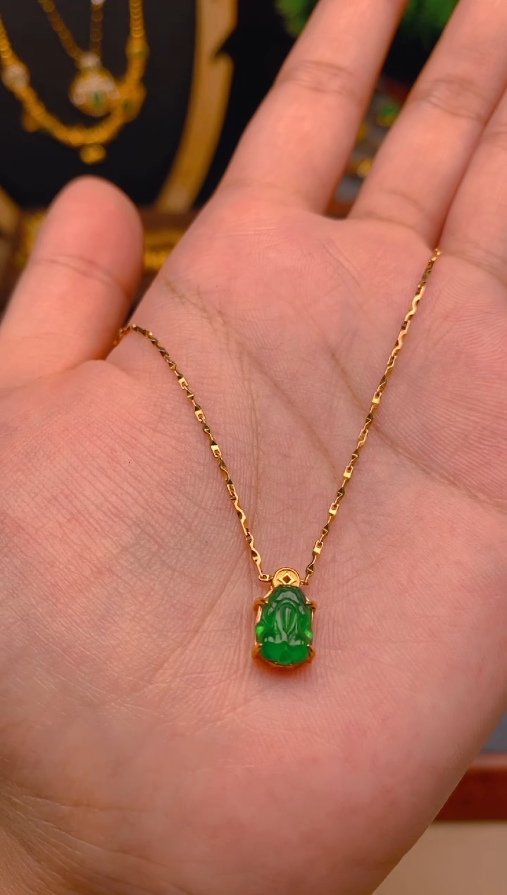 翡翠银S925镶嵌吊坠(不含链)貔貅吊坠