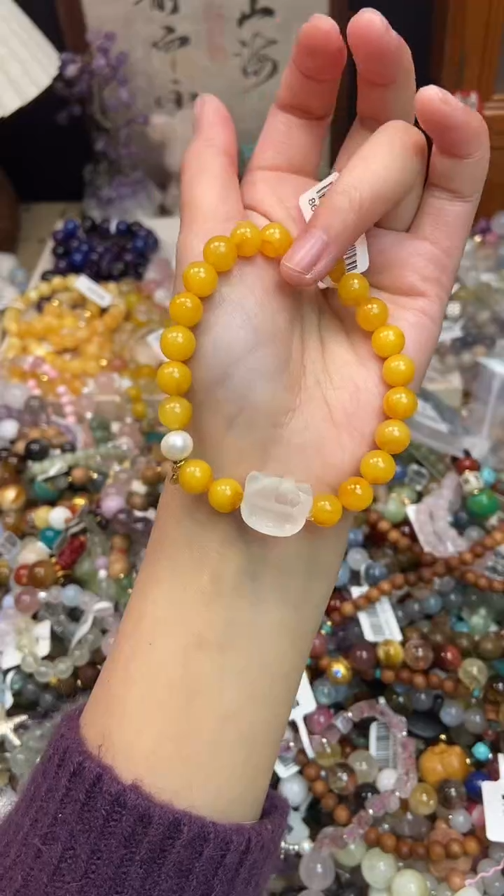 银S925镶嵌琥珀手饰227