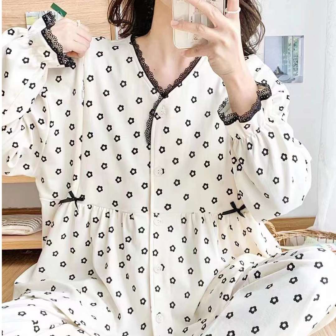 黑色印花月子服舒适长袖