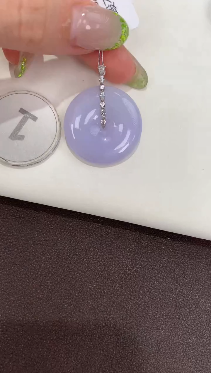 颈饰18K金镶嵌翡翠天然缅甸a货翡翠