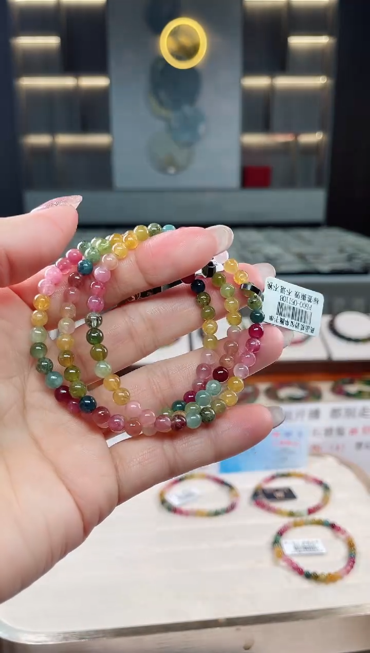 未镶嵌老矿碧玺单圈手串5mm+碧玺（多样性发一条）T