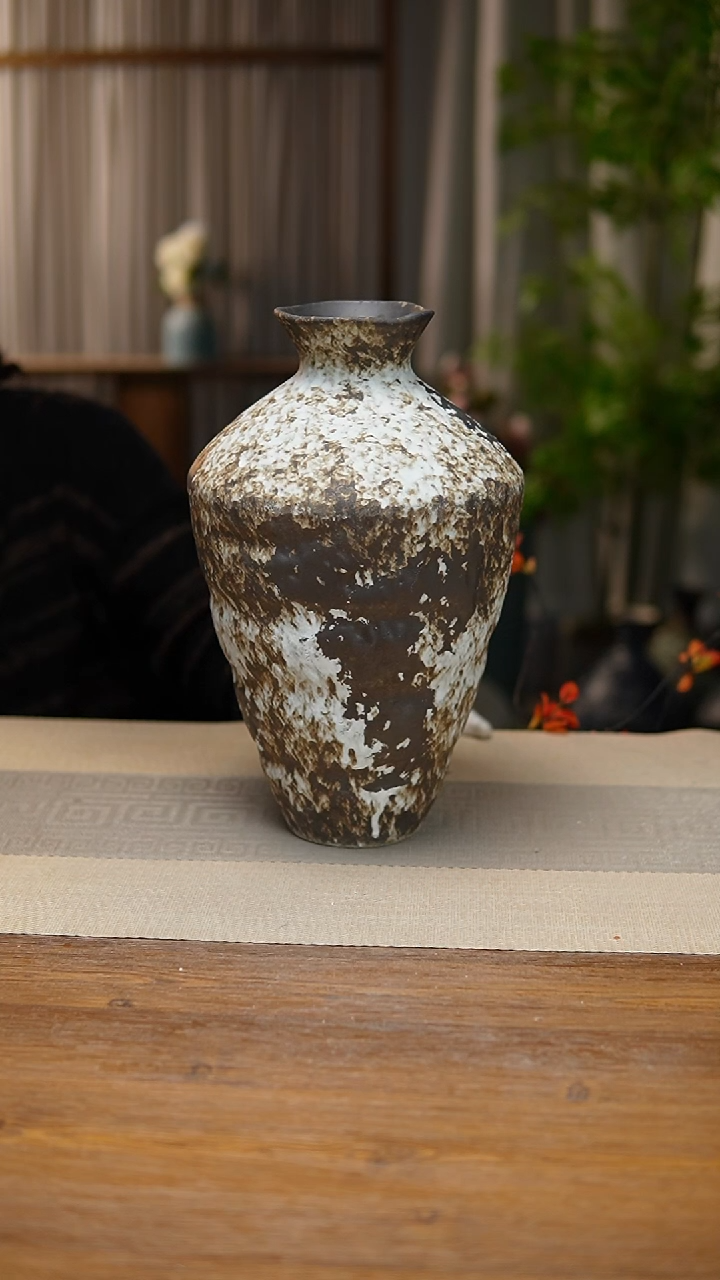 【闪购商品】陶瓷   花器诧寂黑高脚