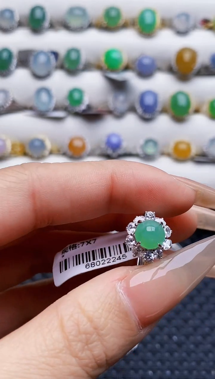 银S925镶嵌戒指翡翠5881