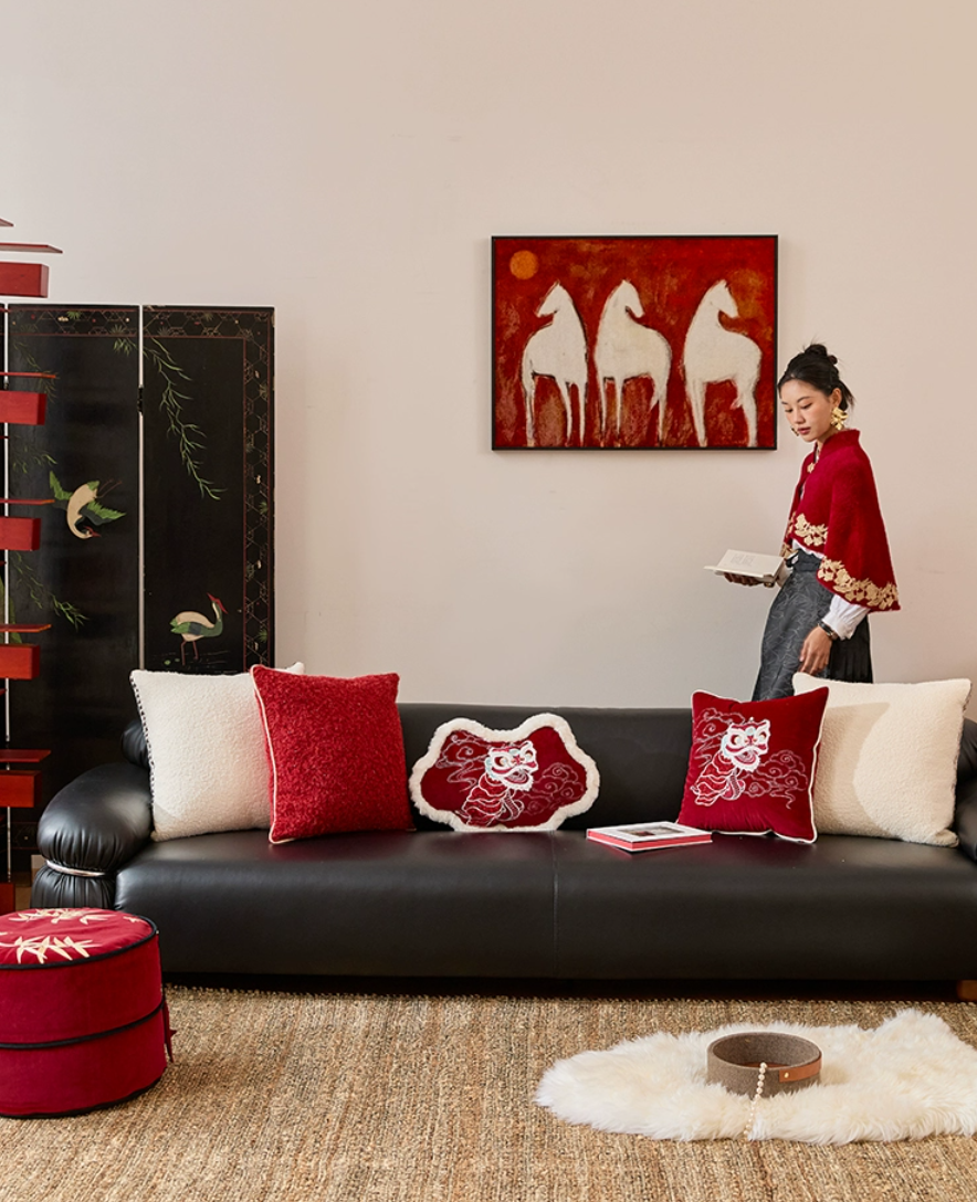 【喜庆红色系列抱枕】蜡笔派氛围感家用抱枕客厅沙发靠枕靠垫