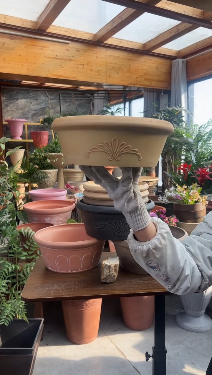 25.4*9.2/TA25【3只装】象牙色浮雕纹理花盆