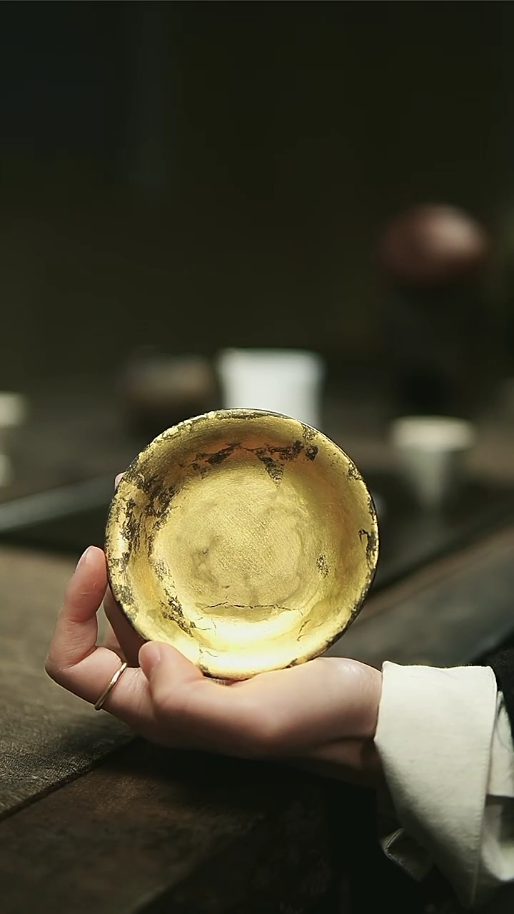 【闪购商品】淞脱胎大漆金杯托点心碟