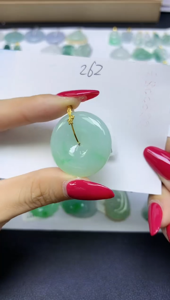 颈饰18K金镶嵌翡翠天然缅甸A货翡翠百元以上9元证书费自理