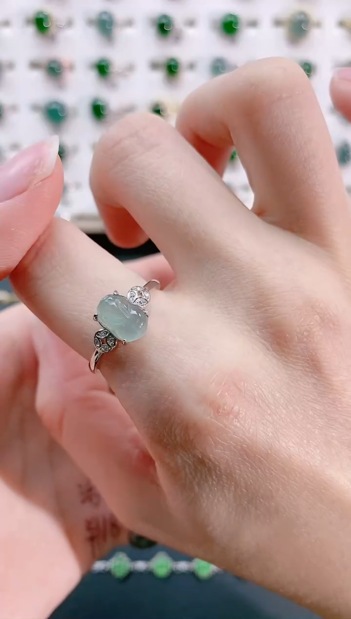 【闪购商品】翡翠戒指银S925镶嵌天然翡翠