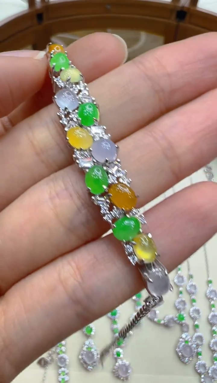 银S925镶嵌手链翡翠多样性团购发一件