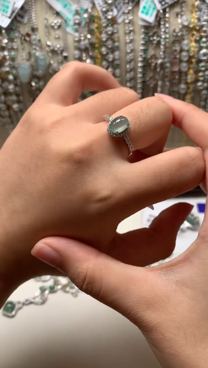 银S925镶嵌戒指翡翠2