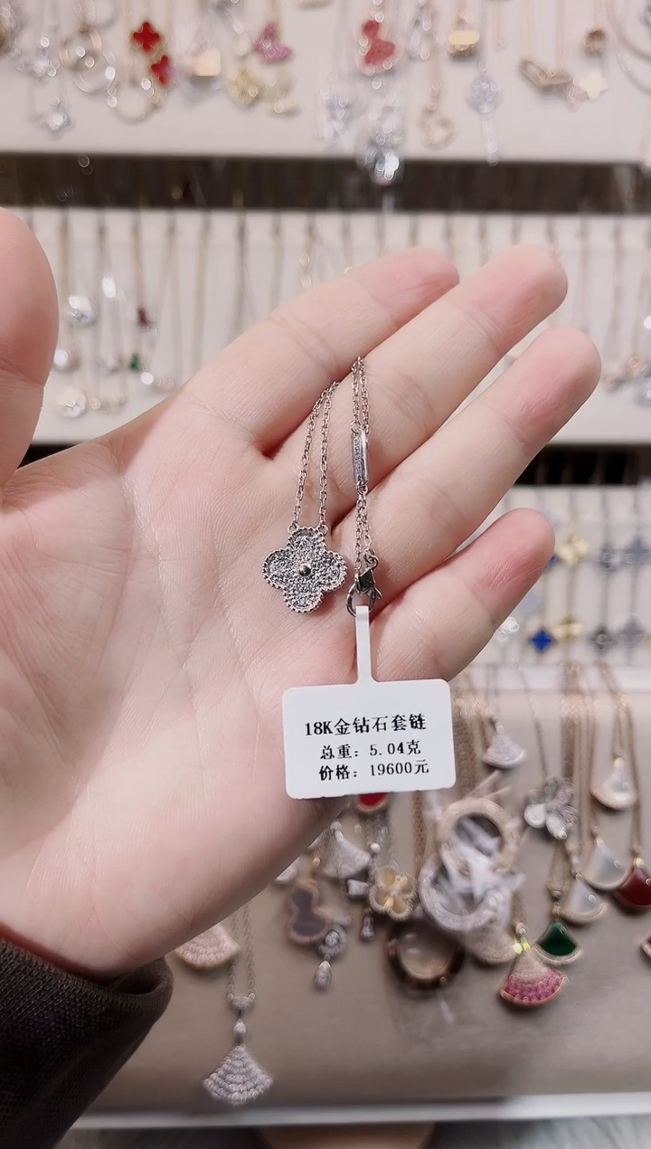 【闪购商品】钻石颈饰18K金镶嵌18K金镶嵌钻石 K白 