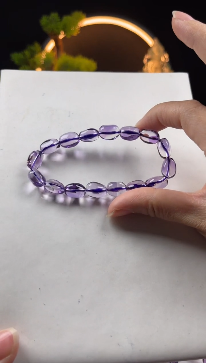 【闪购商品】紫晶手链未镶嵌天然紫水晶随形手串9mm左右