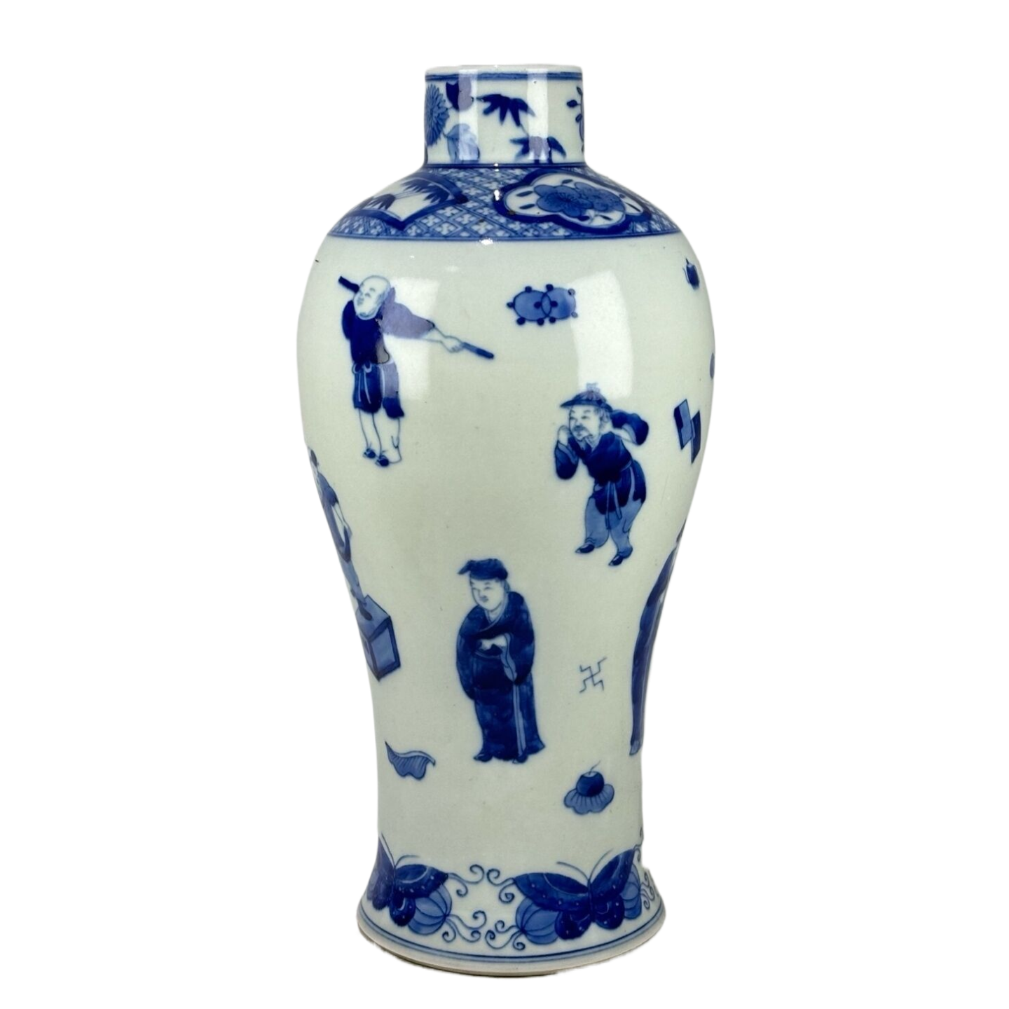 青花市井人物故事鸡腿瓶7202