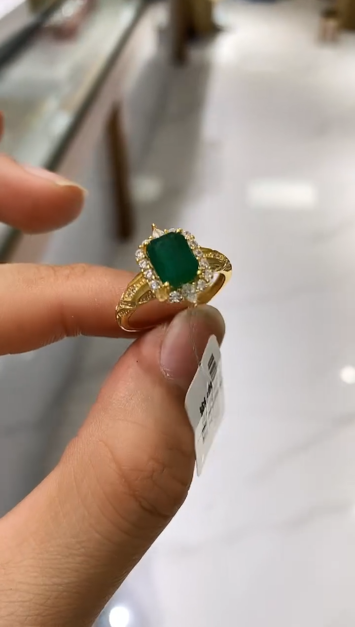 【闪购商品】祖母绿戒指银S925镶嵌戒指