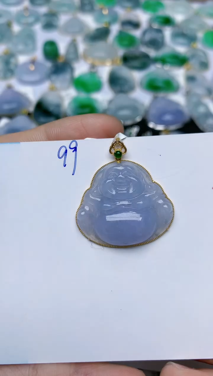 【闪购商品】翡翠颈饰18K金镶嵌天然翡翠A货    
