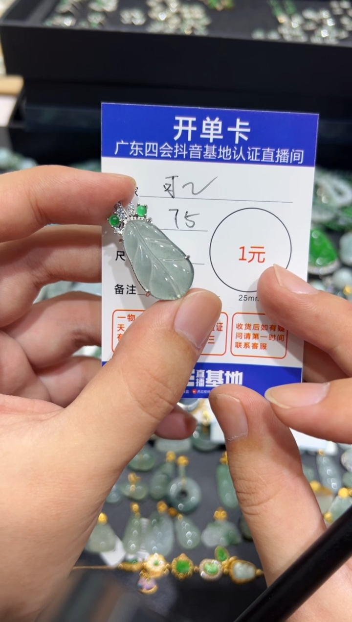 翡翠未镶嵌颈饰可*冰叶子