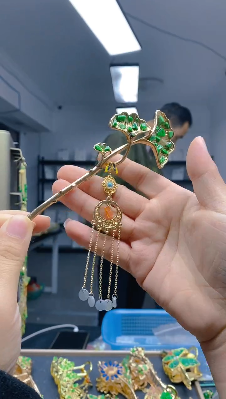 【闪购商品】翡翠耳饰合金281翡翠发簪