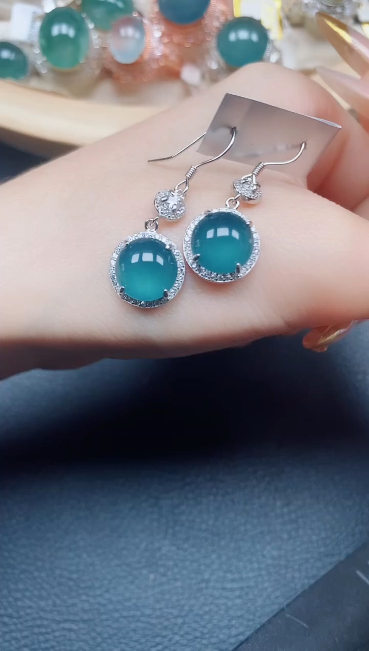 【闪购商品】翡翠耳饰银S925镶嵌翡翠