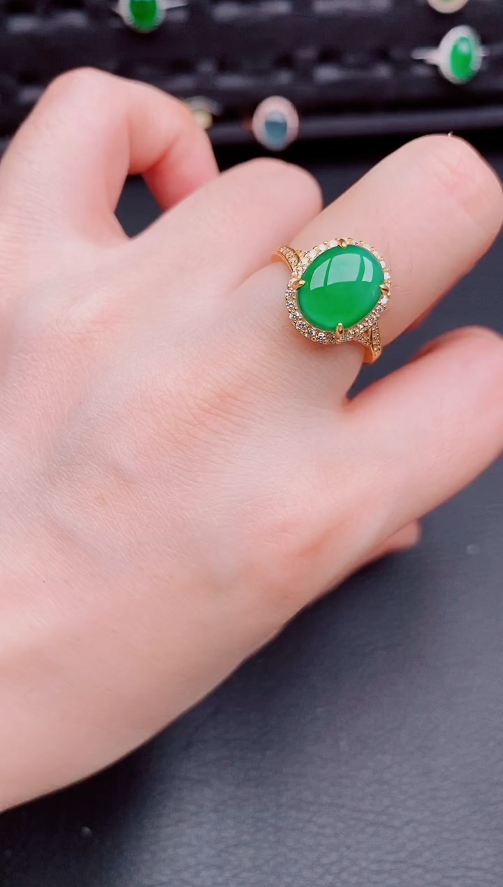 【闪购商品】翡翠戒指银S925镶嵌天然a货翡翠227