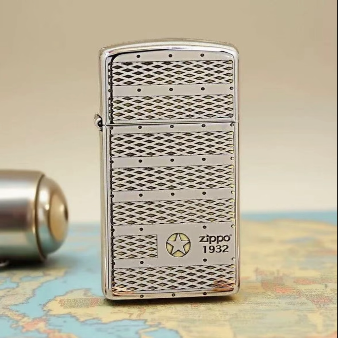 ZIPPO/之宝【窄机军机】金冰双色 精雕刻 纤巧起源防风打火机DYX1