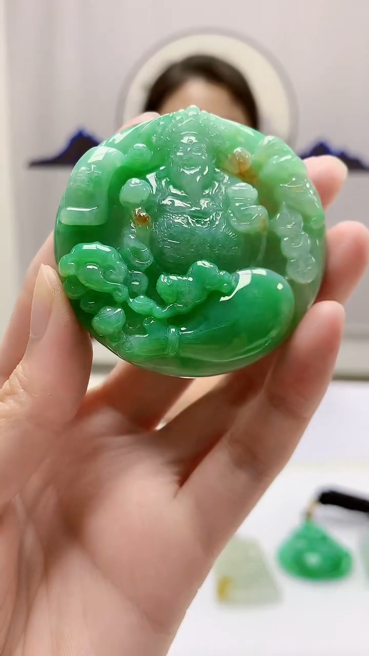 定制翡翠未镶嵌4902zm-毛货挂件财神189