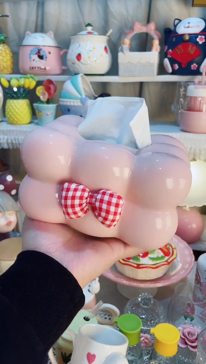 【闪购商品】瓷片粉色纸巾盒 质量好发货快放心拍