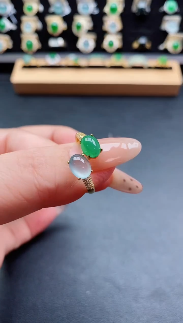 银S925镶嵌戒指翡翠1