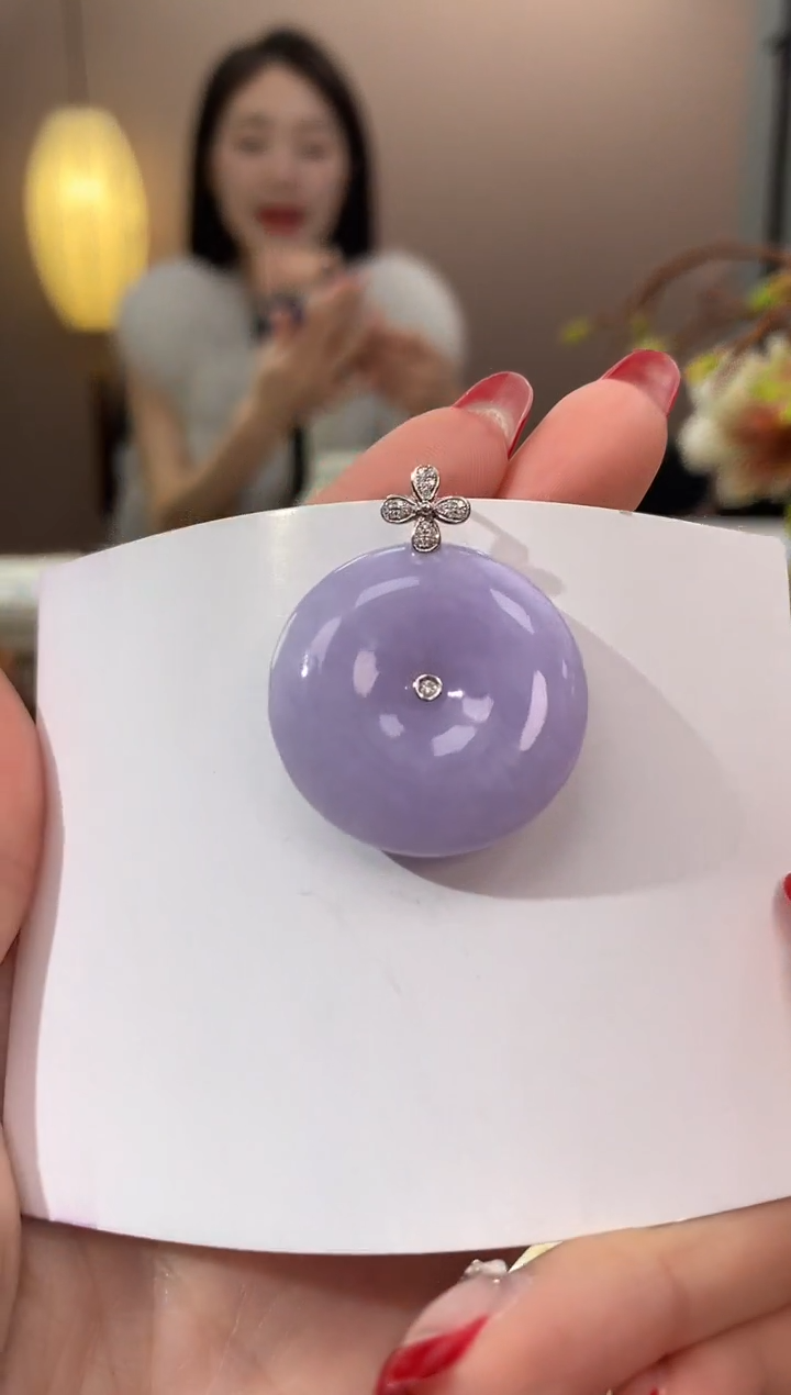 【闪购商品】翡翠颈饰18K金镶嵌天然缅甸a货翡翠