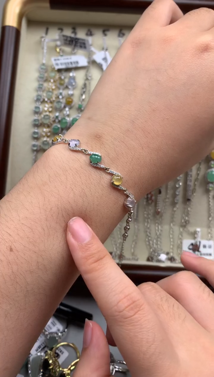 银S925镶嵌戒指翡翠手链12