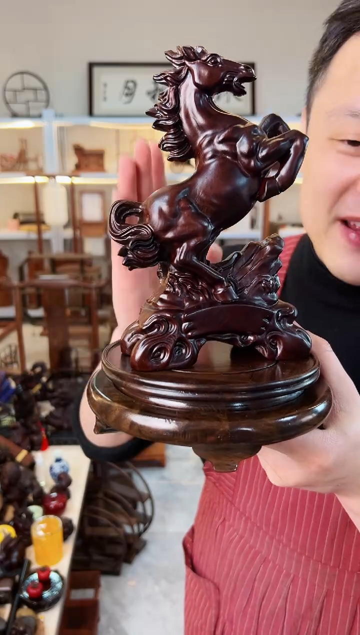 【闪购商品】风车木（黑檀木）旋转底座加马